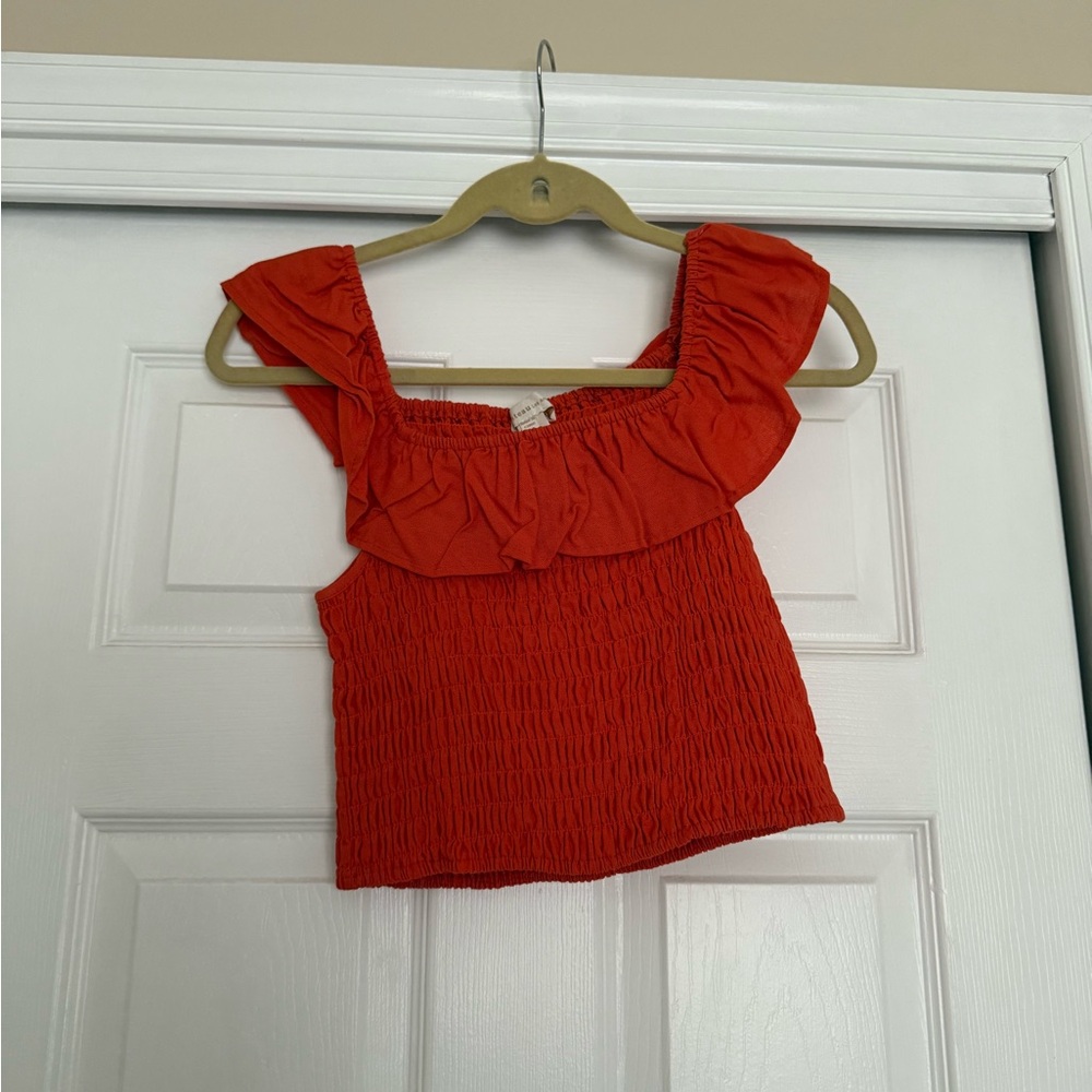 Red Ruffled Crop Top